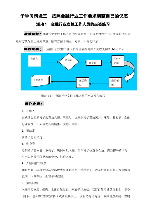 金融服务礼仪项目三金融行业员工的仪态礼仪1