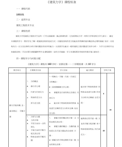 《建筑力学》课程标准