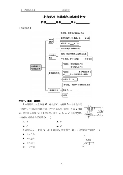 第十三章电磁感应与电磁波初步期末复习- 高二上学期物理人教版(2019)必修第三册