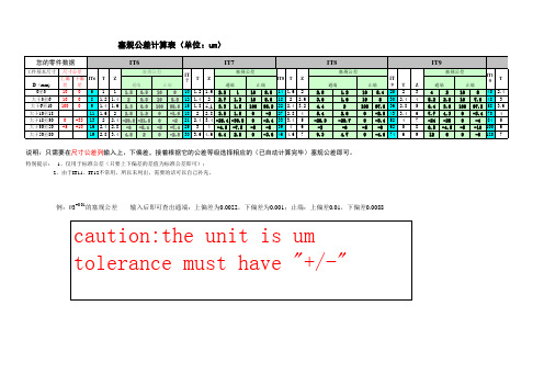 塞规公差计算表