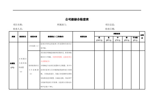 公司综合检查表