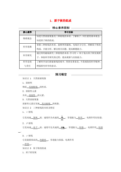 2023年新教材高中物理原子核的组成讲义新人教版选择性必修第三册