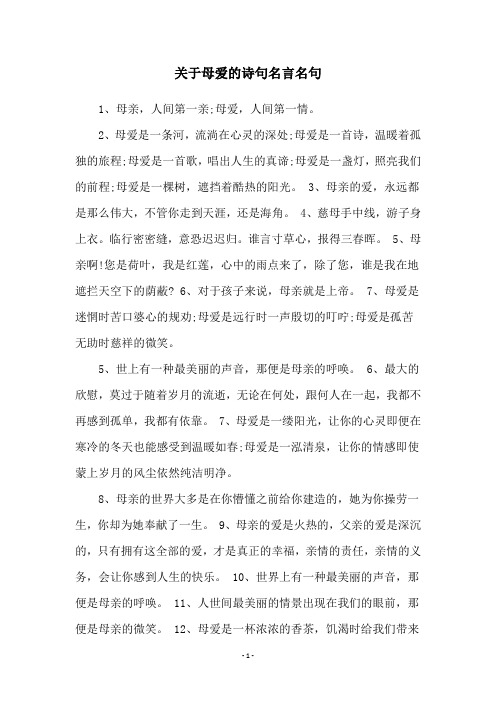 关于母爱的诗句名言名句