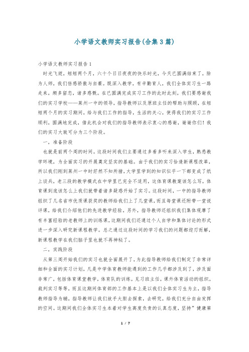 小学语文教师实习报告(合集3篇)