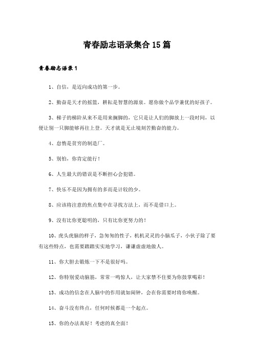 青春励志语录集合15篇