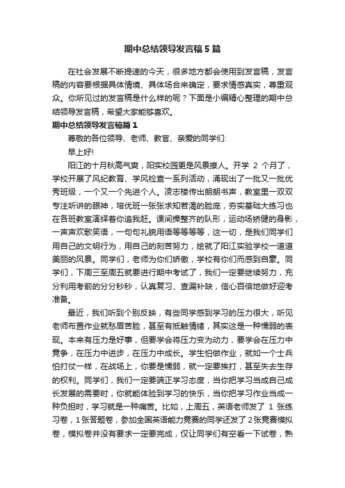 期中总结领导发言稿5篇