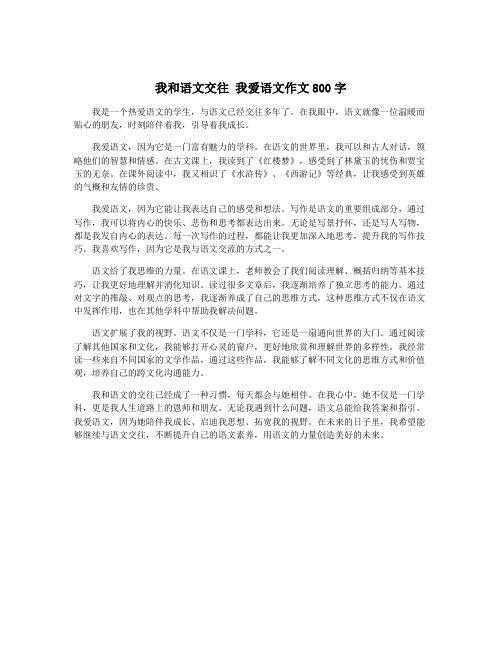 我和语文交往 我爱语文作文800字