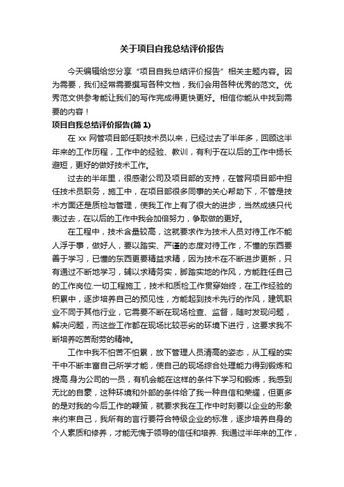 关于项目自我总结评价报告