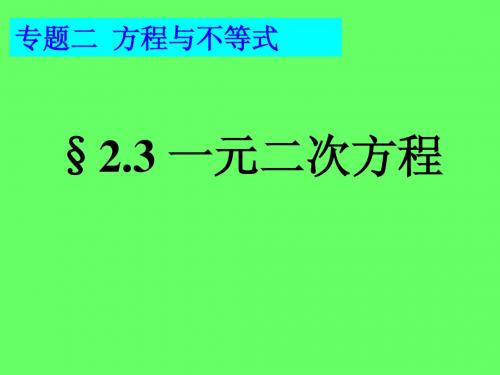 中考数学复习《2.3一元二次方程》课件