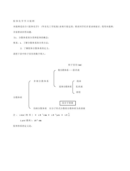 表面和胶体化学学习提纲