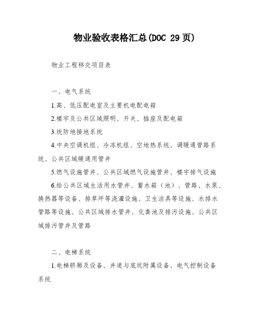 物业验收表格汇总(DOC 29页)