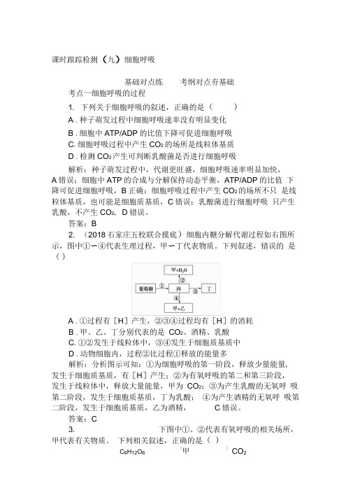 2019版高考生物一轮复习方略课时跟踪检测：第三单元细胞的能量供应和利用(九)Word版含解析