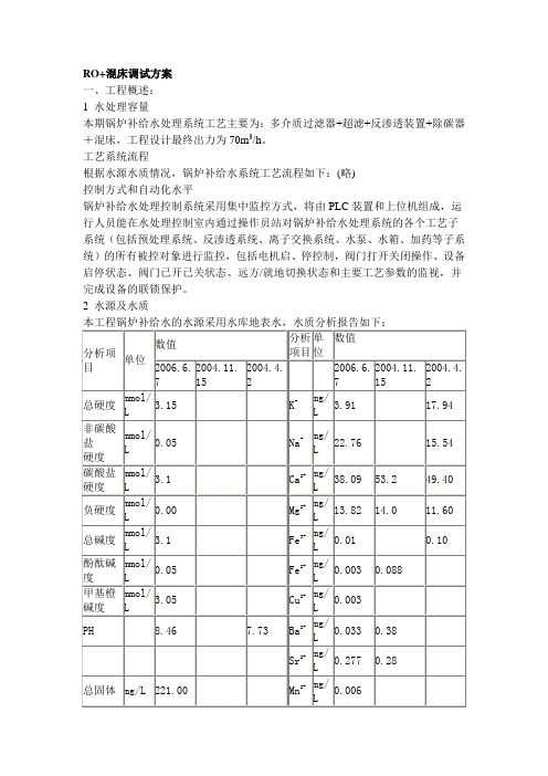 RO+混床调试方案