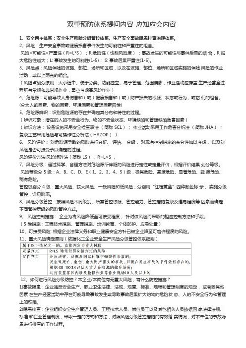 双重预防体系应知应会知识汇总