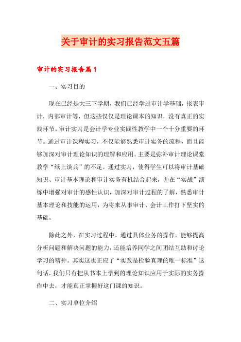 关于审计的实习报告范文五篇