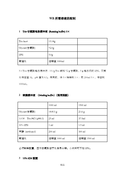 Westernblot所需溶液的配制