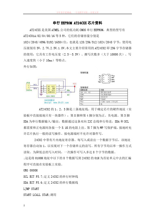 串行eepromat24cxx芯片资料