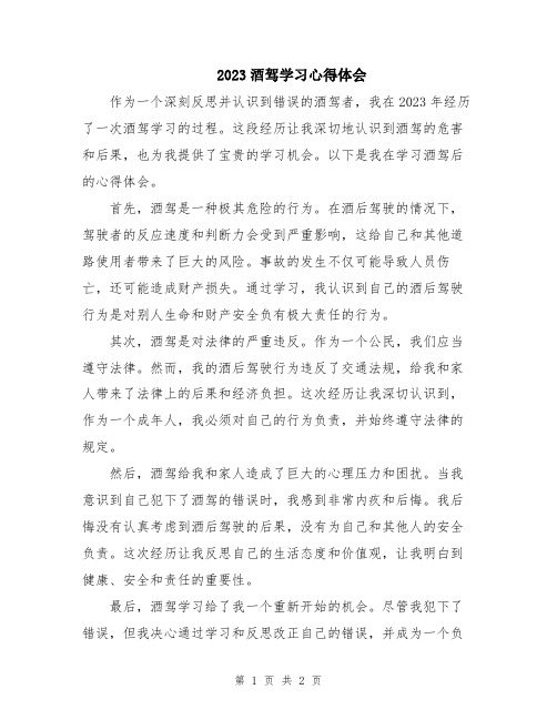 2023酒驾学习心得体会