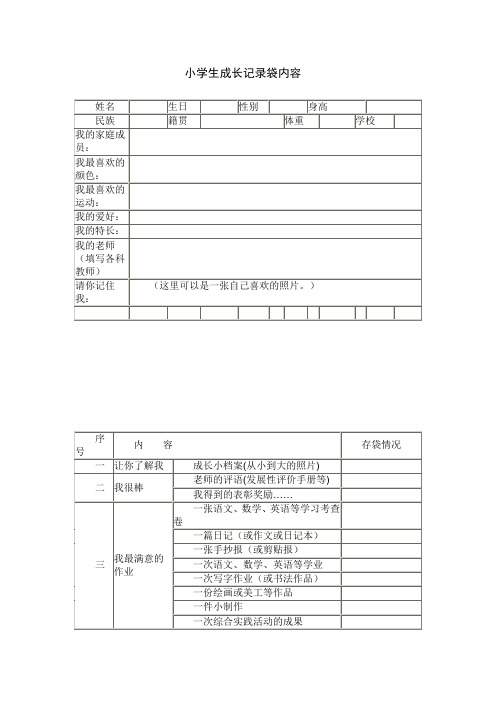 小学生成长记录袋