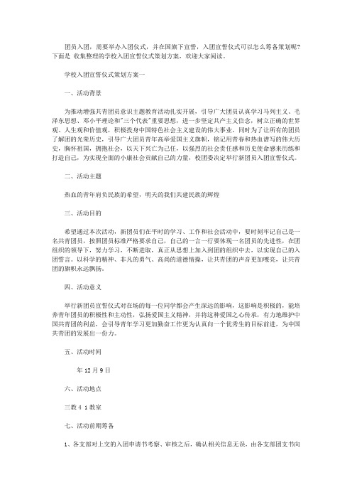 学校入团宣誓仪式策划方案【精品】