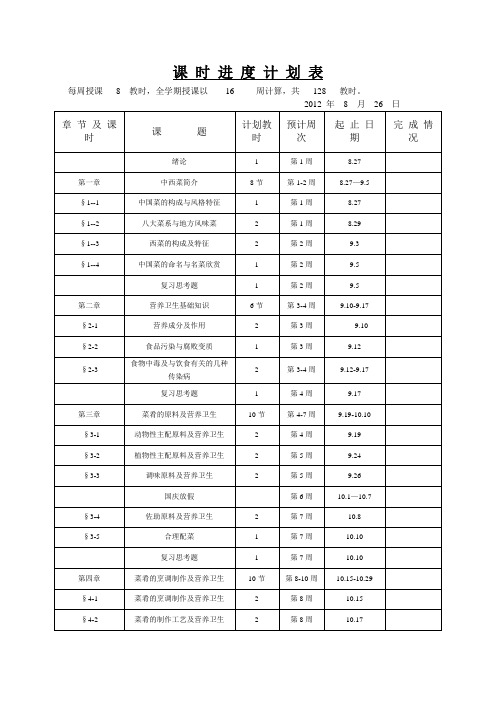 菜肴基础知识及营养卫生