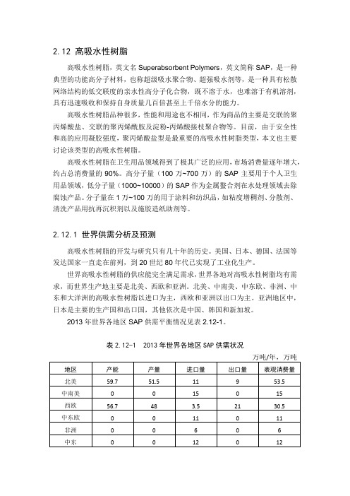 SAP高吸水性树脂市场分析报告