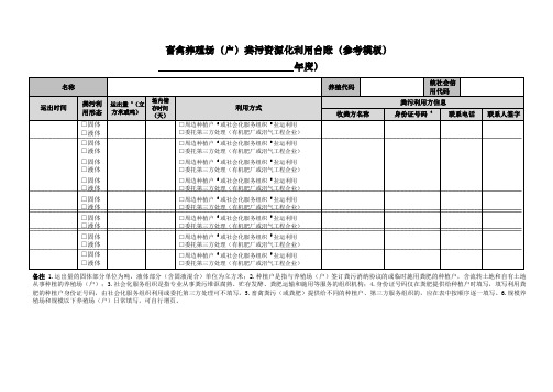 畜禽养殖场(户)粪污资源化利用台账