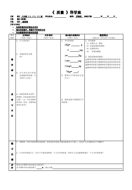 《质量》导学案