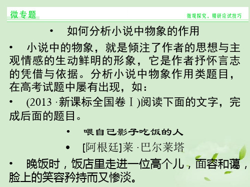 江苏盐城市时杨中学中学高考语文一轮复习 如何分析小说中物象的作用课件