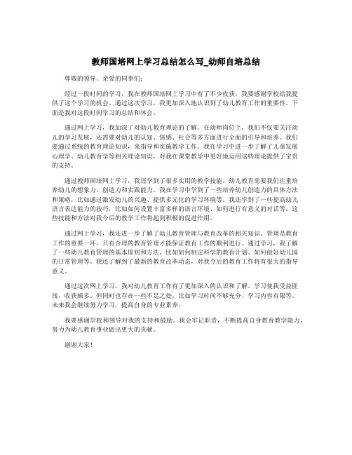 教师国培网上学习总结怎么写_幼师自培总结