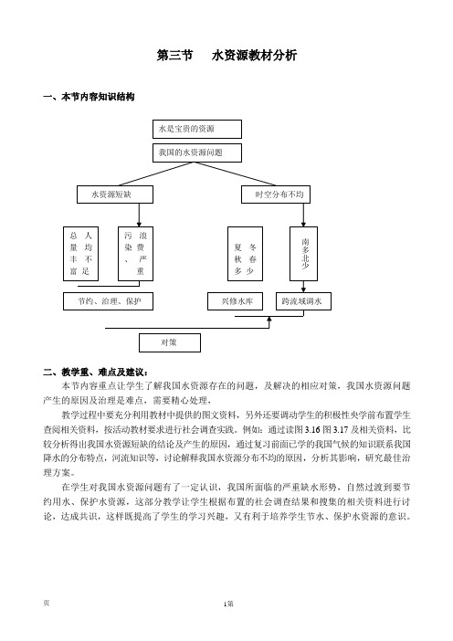 3.3水资源(教材分析)同步素材(文本资料)(人教新课标八年级上册)