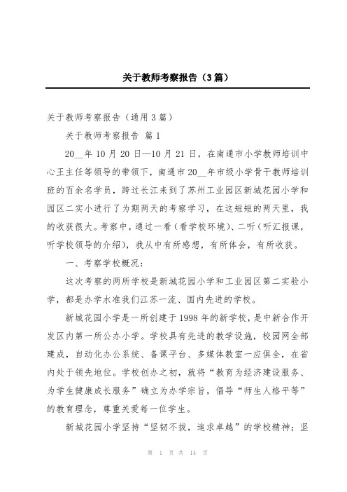 关于教师考察报告(3篇)