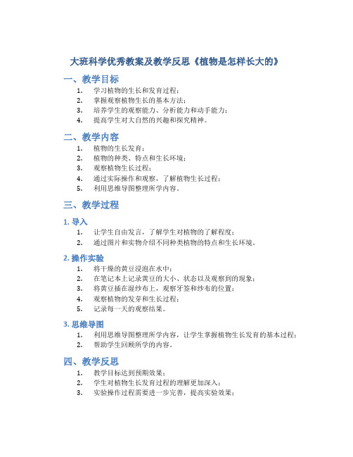 大班科学优秀教案及教学反思《植物是怎样长大的》