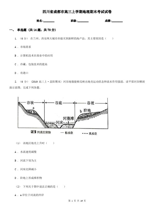 四川省成都市高三上学期地理期末考试试卷