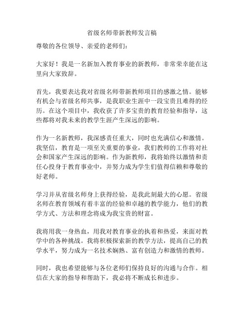 省级名师带新教师发言稿