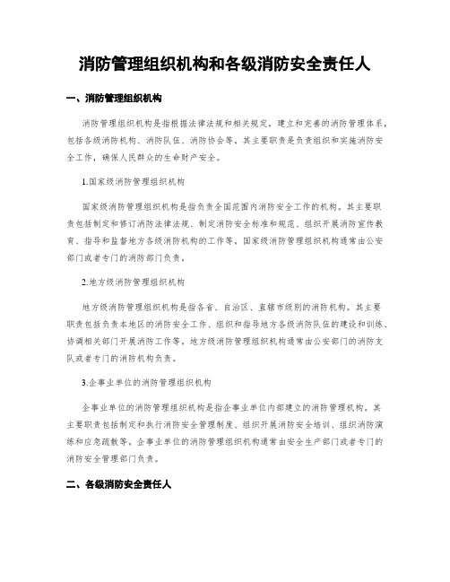 消防管理组织机构和各级消防安全责任人