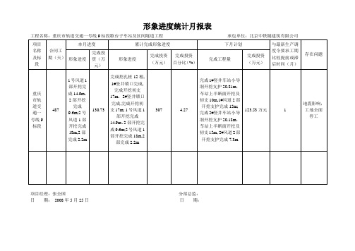 形象进度统计月报表