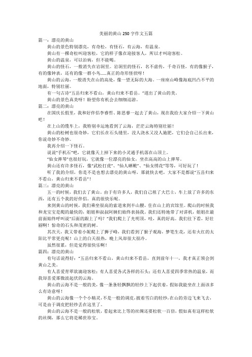 美丽的黄山250字作文五篇