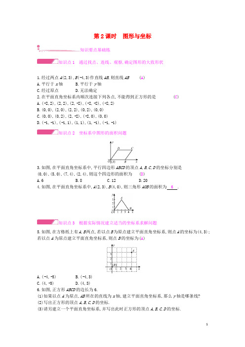 最新2019八年级数学上册 第11章 平面直角坐标系 11.1 平面内点的坐标 第2课时 图形与坐标作业