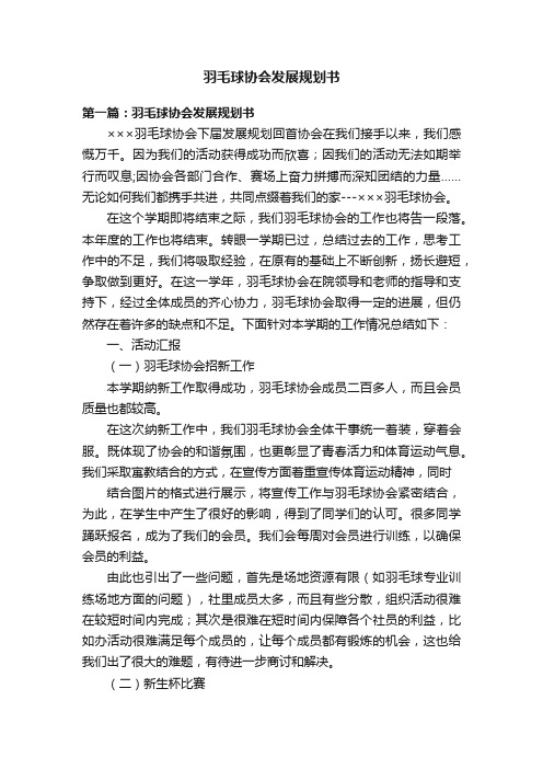 羽毛球协会发展规划书