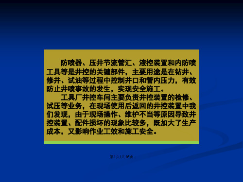 井控装置安全经验分享概要