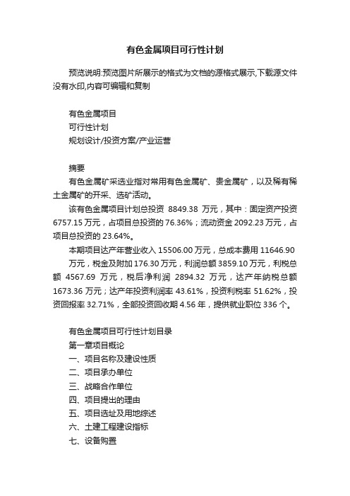 有色金属项目可行性计划