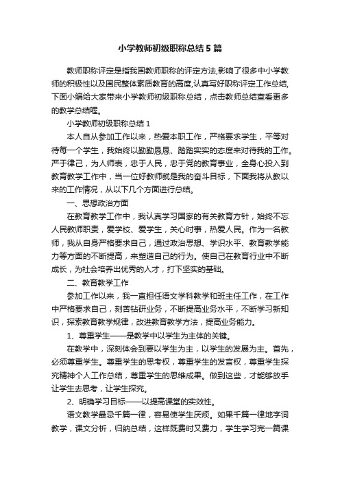 小学教师初级职称总结5篇