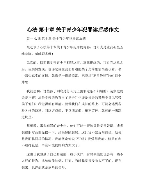 心法 第十章 关于青少年犯罪读后感作文