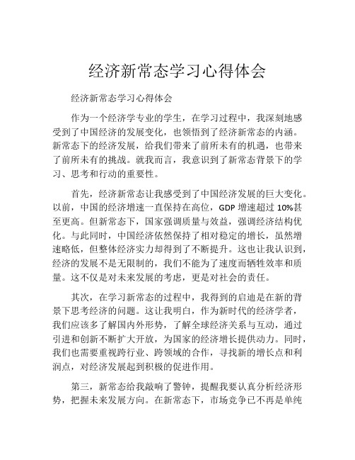 经济新常态学习心得体会