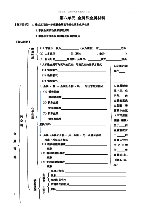 人教版化学九年级第八单元金属和金属材料导学案