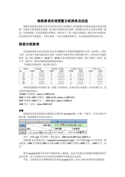 润乾报表实现预置分组报表及改进