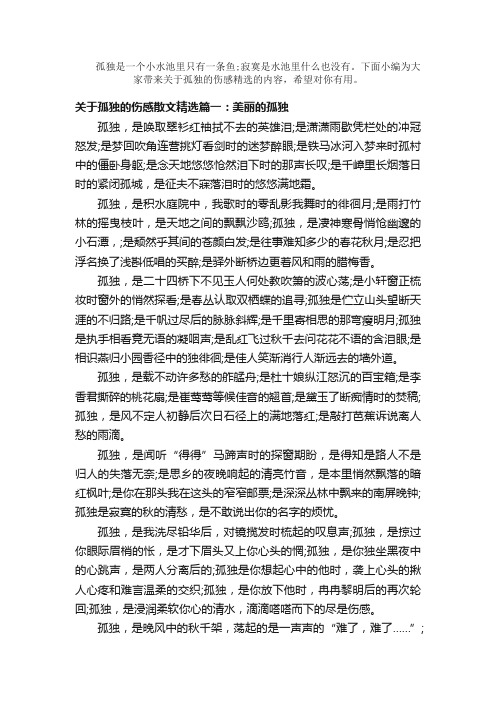 散文：关于孤独的伤感散文精选