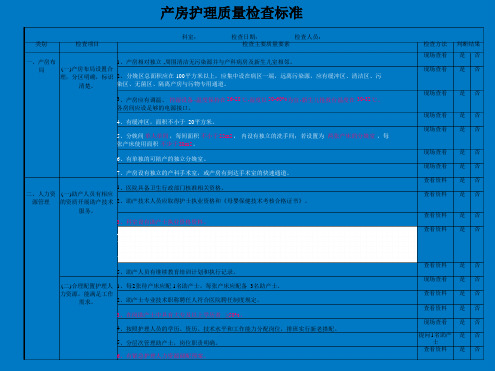 产房质量检查标准终版