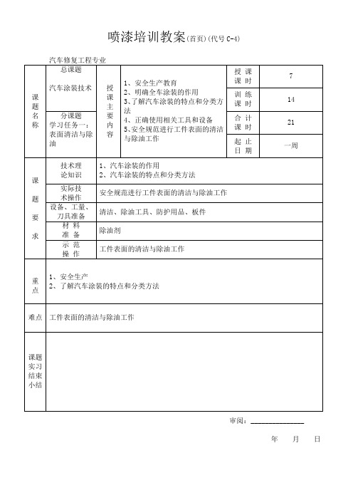 汽车涂装技术培训教案(doc 38页)(完美优质版)